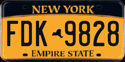 NY license plate FDK9828
