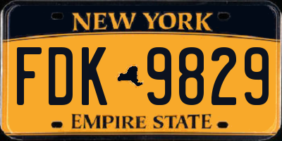 NY license plate FDK9829
