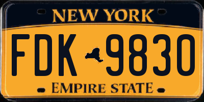 NY license plate FDK9830