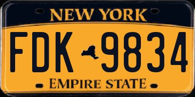 NY license plate FDK9834