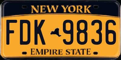 NY license plate FDK9836