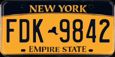 NY license plate FDK9842