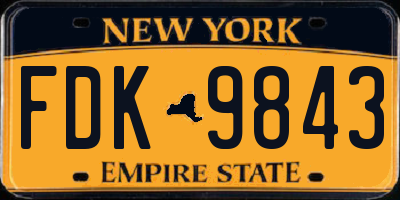 NY license plate FDK9843