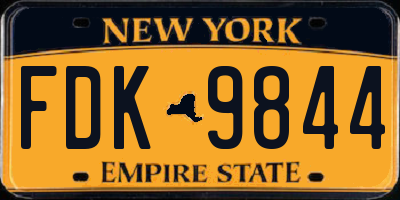 NY license plate FDK9844