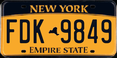 NY license plate FDK9849