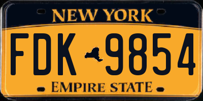 NY license plate FDK9854