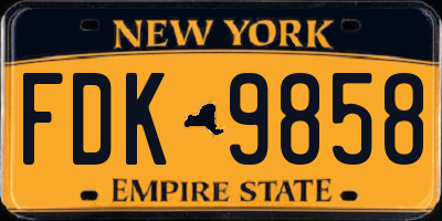 NY license plate FDK9858