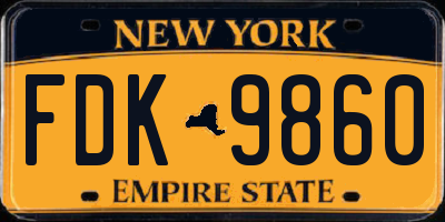 NY license plate FDK9860