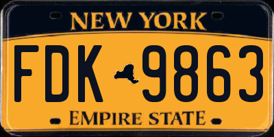 NY license plate FDK9863