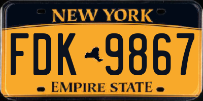 NY license plate FDK9867