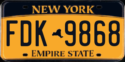 NY license plate FDK9868