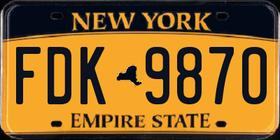 NY license plate FDK9870