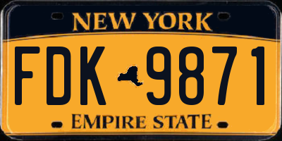 NY license plate FDK9871