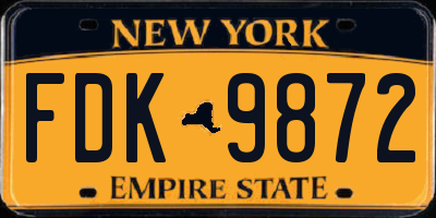 NY license plate FDK9872