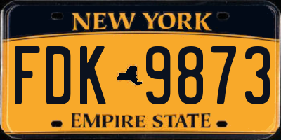 NY license plate FDK9873