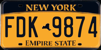 NY license plate FDK9874