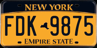 NY license plate FDK9875