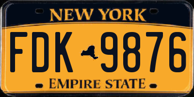 NY license plate FDK9876