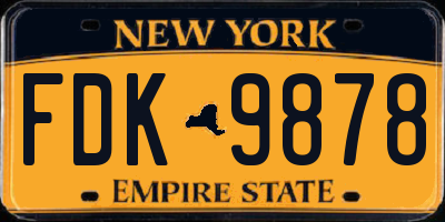 NY license plate FDK9878