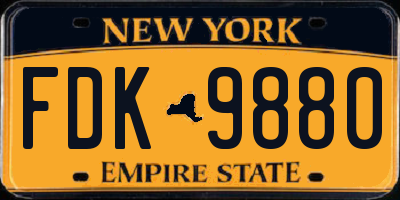 NY license plate FDK9880