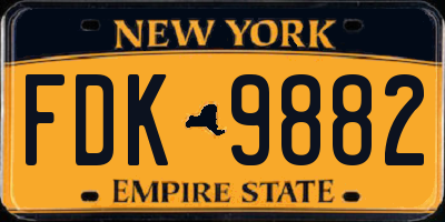 NY license plate FDK9882