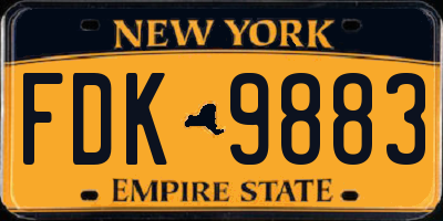 NY license plate FDK9883