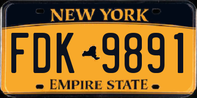 NY license plate FDK9891