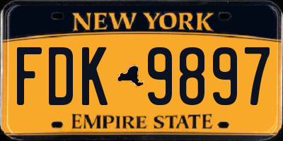 NY license plate FDK9897