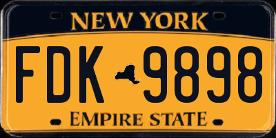 NY license plate FDK9898