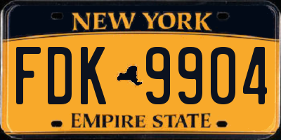 NY license plate FDK9904