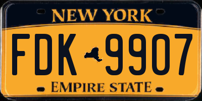 NY license plate FDK9907