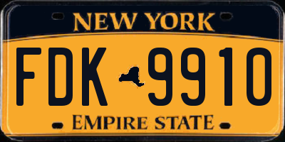 NY license plate FDK9910