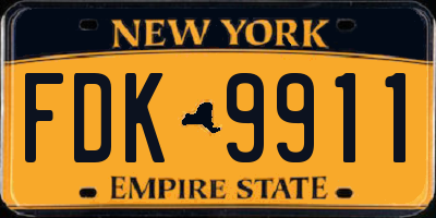 NY license plate FDK9911