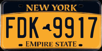 NY license plate FDK9917