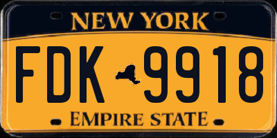 NY license plate FDK9918