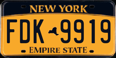 NY license plate FDK9919