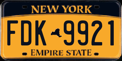 NY license plate FDK9921