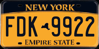 NY license plate FDK9922