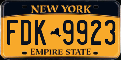 NY license plate FDK9923