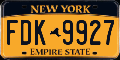 NY license plate FDK9927