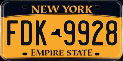 NY license plate FDK9928