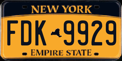 NY license plate FDK9929