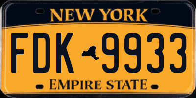 NY license plate FDK9933