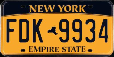 NY license plate FDK9934