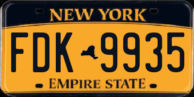 NY license plate FDK9935