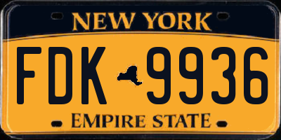 NY license plate FDK9936