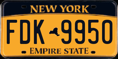 NY license plate FDK9950