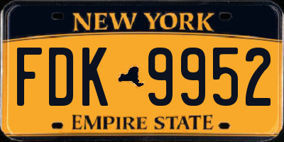 NY license plate FDK9952