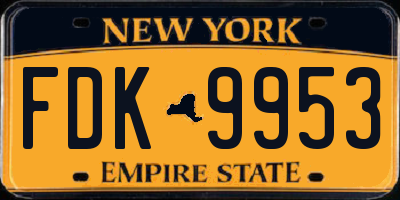 NY license plate FDK9953
