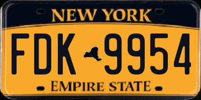 NY license plate FDK9954